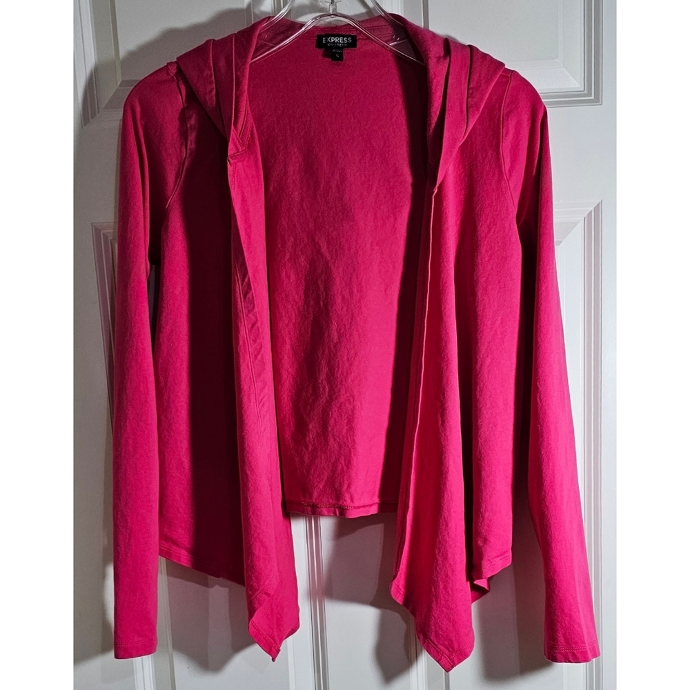 ❤️‍🔥$4~ Express Sexy Stretch Lightweight Cotton Hoodie, Hot Pink, Size Small